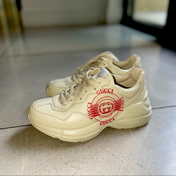 GUCCI Rhyton Logo Leather Sneaker - Picture 1 of 6